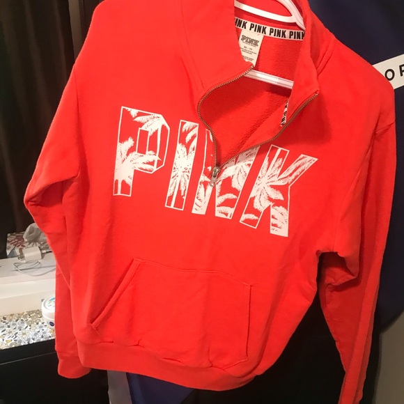 Victoria’s Secret PINK Orange / Red Half Zip sweater - Picture 3 of 5